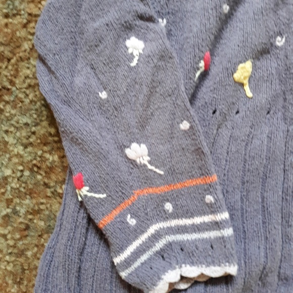 Catamini Spring Floral Knit Half Button Sweater - Picture 3 of 6